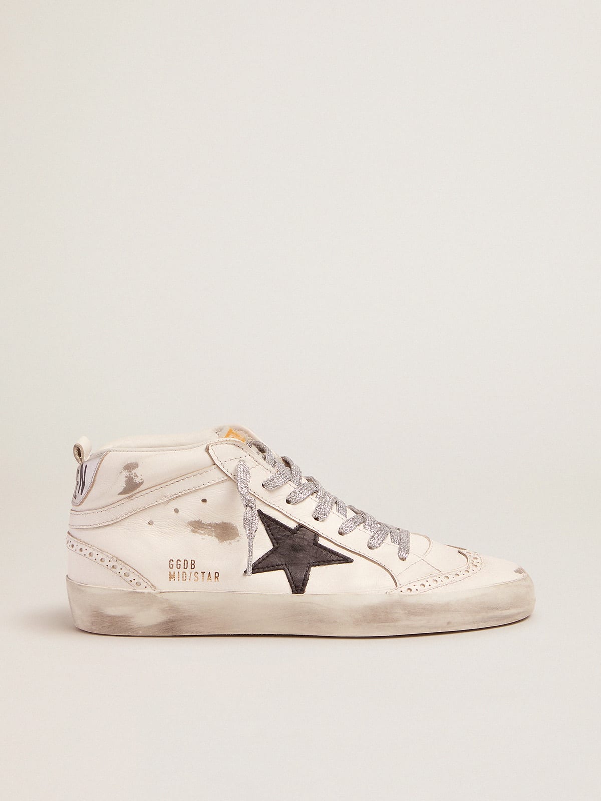 Golden Goose Women's Mid Star with laminated heel tab and glitter laces ...